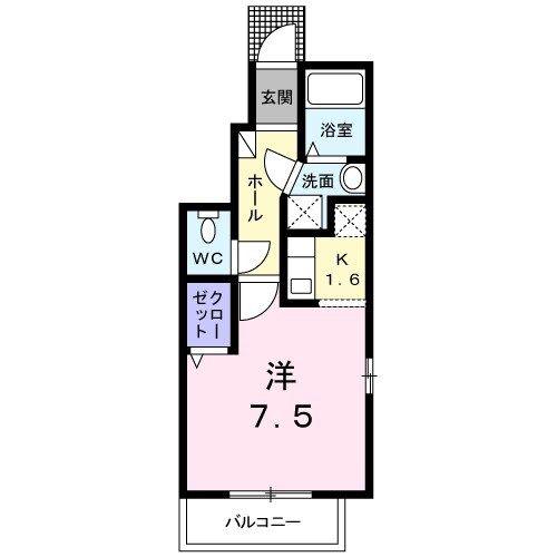 プリムローズ(ワンルーム/1階)の間取り写真