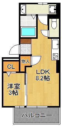 シトラスコートぶんごばし(1LDK/1階)の間取り写真