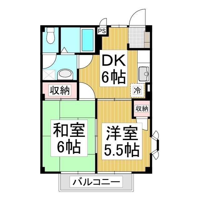 コンフォートK(2DK/2階)の間取り写真