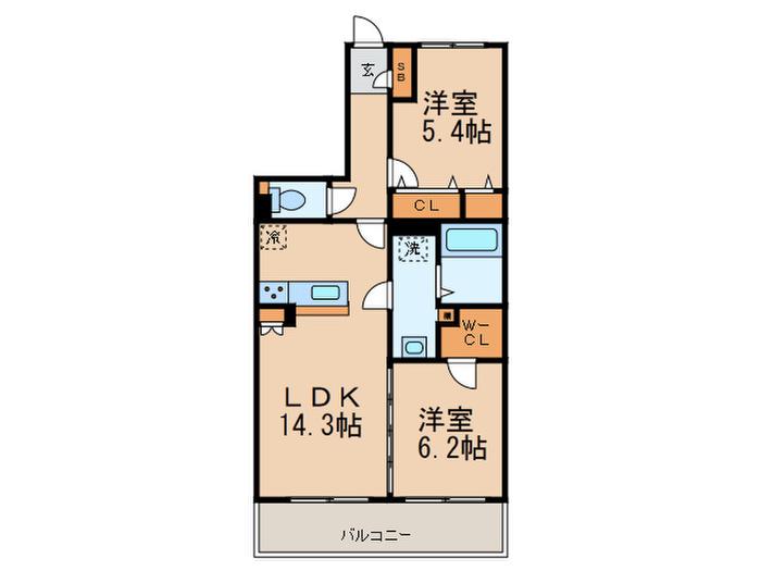 イマージュ コパ(2LDK/5階)の間取り写真