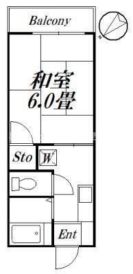 メドラール西船(1K/2階)の間取り写真