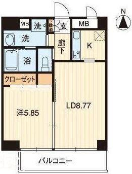 アルファレガロ錦町(1LDK/2階)の間取り写真