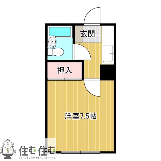 アドバンス上平地I(1K/2階)の間取り写真