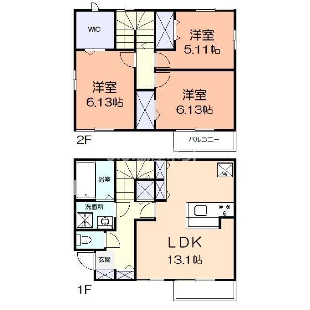 パティオIIC棟(3LDK/1階)の間取り写真