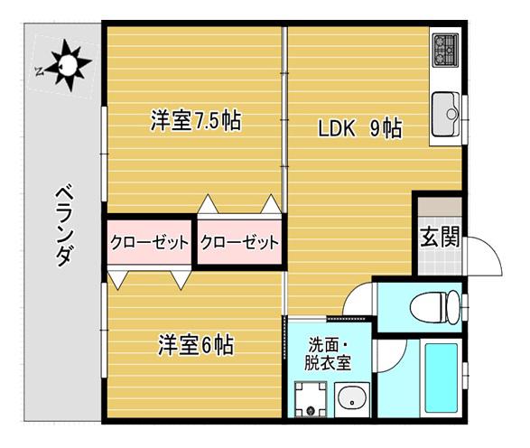 がねこアパート(2DK/3階)の間取り写真
