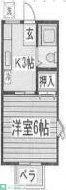 ドリーム仙川B棟(1K/2階)の間取り写真