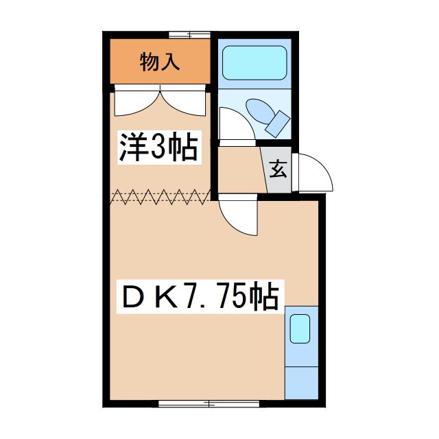 パークサイドA(1DK/2階)の間取り写真