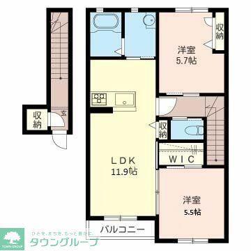 ラフィーネB(2LDK/2階)の間取り写真