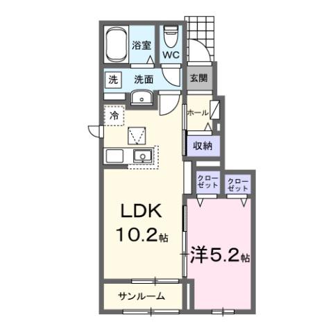 フェリーチェ(1LDK/1階)の間取り写真