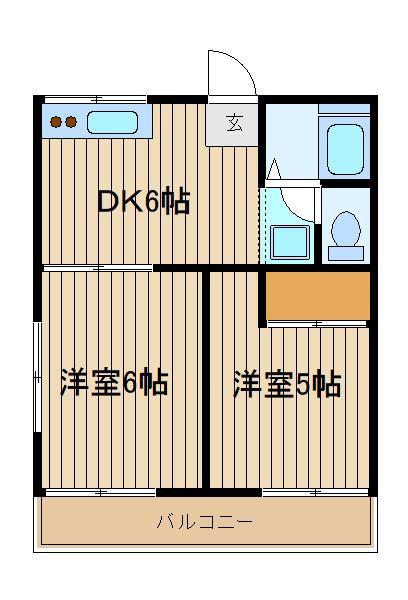 ジュネス三原台(2DK/2階)の間取り写真