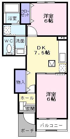 ミューズグランデC(2DK/1階)の間取り写真