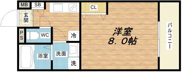 リヴィアス大阪イースト(1K/4階)の間取り写真