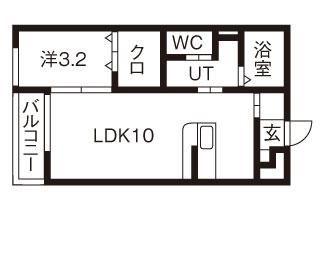 プレステージ小原田(1LDK/1階)の間取り写真