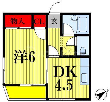 第2コーポヒグラシ(1DK/2階)の間取り写真