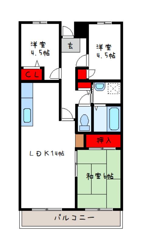 シティハイム平成(3LDK/5階)の間取り写真
