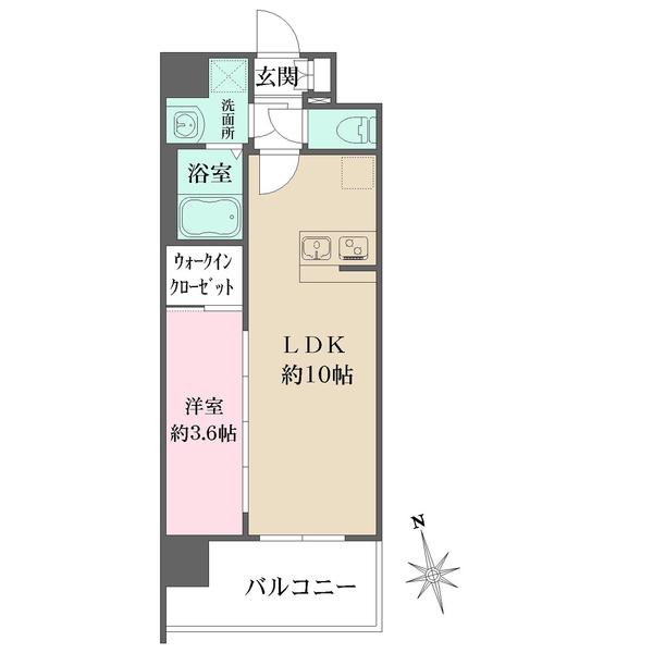 リヴェント玉造(1LDK/6階)の間取り写真