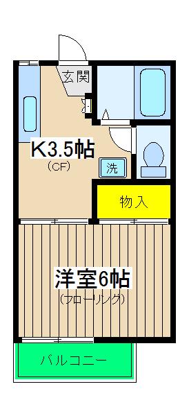 第三カネヨシハイツ(1K/1階)の間取り写真