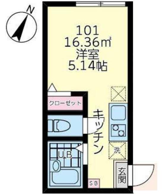 プラナス菊名 Ⅲ(ワンルーム/1階)の間取り写真