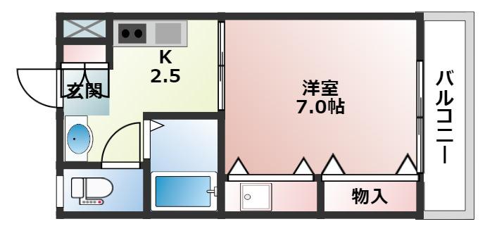 A・P一原(1K/3階)の間取り写真