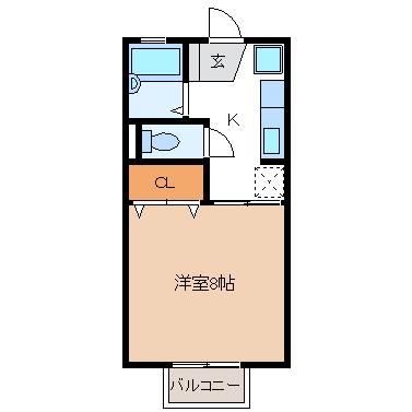セジュールMIKI(1K/2階)の間取り写真