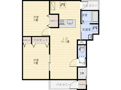 YSSQUARE山王(2LDK/3階)の間取り写真