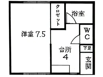 ＩＲいしかわ鉄道 東金沢駅 徒歩15分 2階建 築29年(1K/1階)の間取り写真
