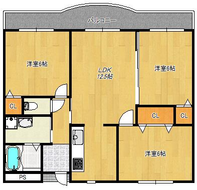 メゾン甚平(3LDK/1階)の間取り写真