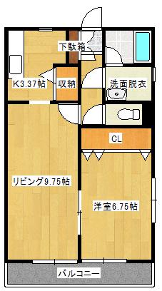 CURE新外(1LDK/2階)の間取り写真