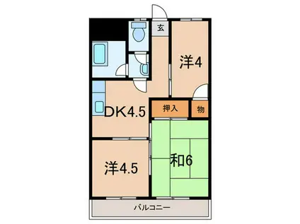 ショウワマンション(3DK/4階)の間取り写真