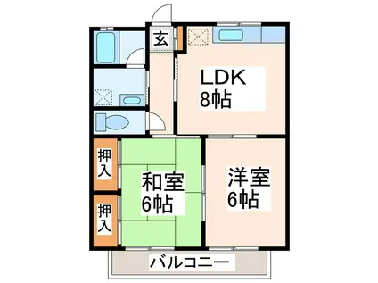 宮川ハイツ(2LDK/2階)の間取り写真