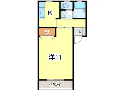 モナーク津志田(1K/1階)の間取り写真