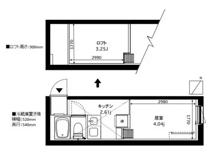 KM23110(1K/4階)の間取り写真