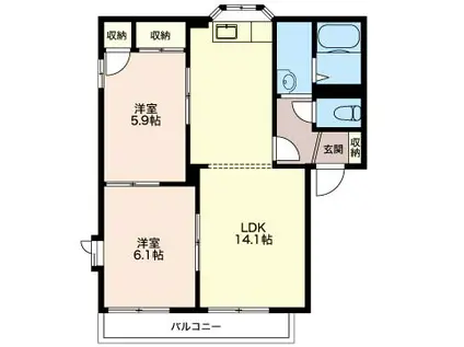 フレグランスM(2LDK/1階)の間取り写真