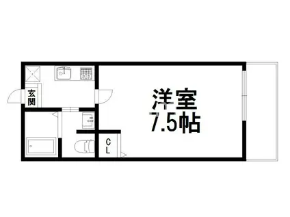 フラッティ堀川高辻(1K/1階)の間取り写真