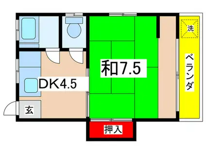 川原荘(1DK/2階)の間取り写真