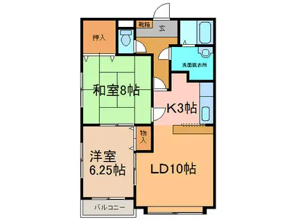 ＪＲ根室本線 帯広駅 車で9分 4階建 築31年(2LDK/4階)の間取り写真