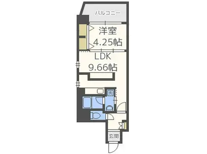 ラクラス江戸堀(1LDK/15階)の間取り写真