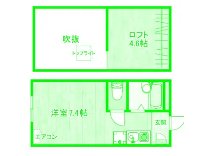 フロンティアアパートメント菊名5(ワンルーム/2階)の間取り写真