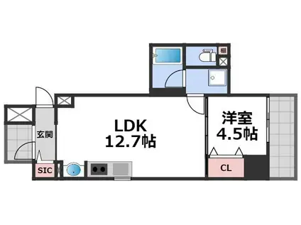 ブリリアントコートクラージュ(1LDK/8階)の間取り写真