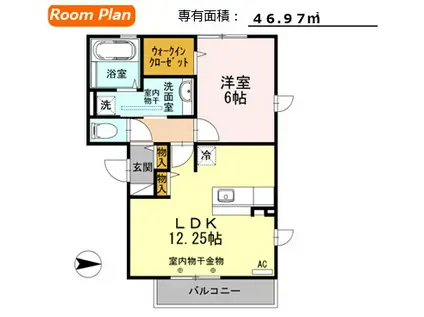 ラフィネ デュオ I(1LDK/2階)の間取り写真