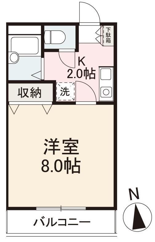 クレイドルV・VI(1K/2階)の間取り写真
