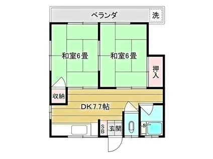 第4青葉荘(2DK/2階)の間取り写真