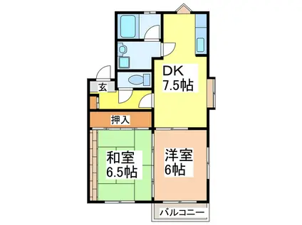 エクセレント田中東(2DK/3階)の間取り写真