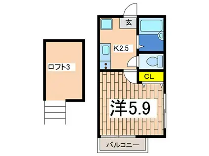 カルペディエム横浜I(1K/2階)の間取り写真