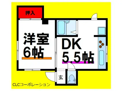 金子マンション(1DK/1階)の間取り写真