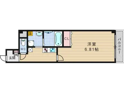 みおつくし江戸堀(1K/7階)の間取り写真
