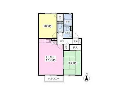 アクセス コモードA棟(2LDK/2階)の間取り写真