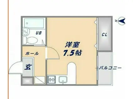 リバーライズ八戸ノ里(ワンルーム/3階)の間取り写真