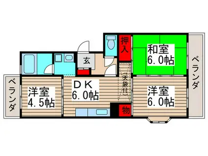 市川クローバーハイツ長谷川(3DK/4階)の間取り写真