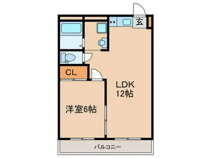 BOUGAKUマンション A(1LDK/2階)の間取り写真
